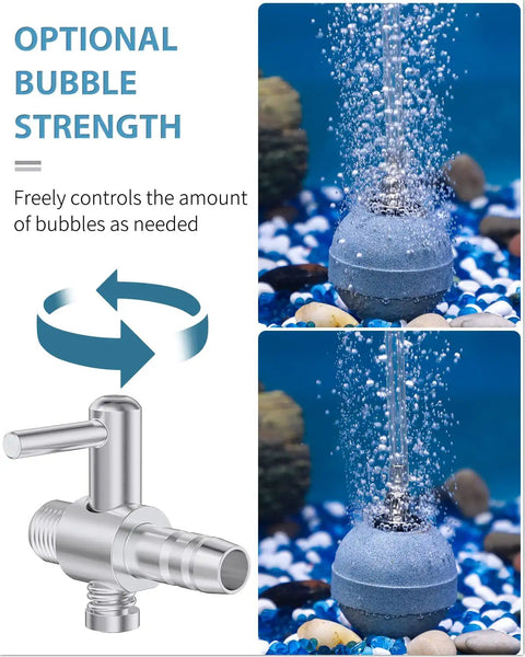 Twenty Four Pack Aquarium Thread Air Control Valves For Three Sixteenth Inch ID Airline Tubing Single Way Chromium Copper Air Flow Regulators For Air Pumps Do It Yourself Dope Fish Tank Setup showing bubble control in aquarium