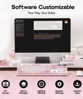 Full Size Mechanical Keyboard With Smart Screen And Media Knob For Rgb Backlit Gaming Setups showcasing software customization on a computer.