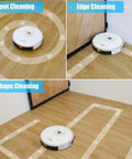 Ultra Slim Robot Vacuum And Mop Cleaner With WiFi App Control Auto Recharge 1600Pa Suction displaying spot, edge, L-shape cleaning modes.