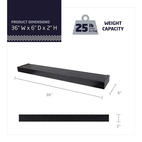 Modern 36 Inch Floating Wall Shelf Holds Up To 25 Lbs No Tools Required For Easy Drywall Installation Flat Black Finish Wall Mounted Shelf For Plants Photos Books Art Candles And Decor