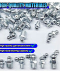 60 Piece SAE Grease Fittings Kit with galvanized zerk fittings assortment includes straight 45 degree and 90 degree angles