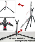 All Terrain 3 In 1 Adjustable Rifle Shooting Tripod Monopod And Bipod in ground mode, lightweight aluminum