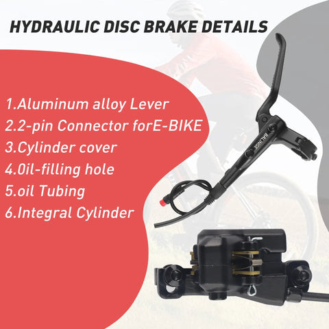 Dope Dual 2-Piston Hydraulic Disc Brake System For E-Bikes with power off 2-pin connector, 160mm rotor, and lever details.