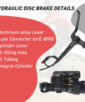 Beefy Hydraulic Front Brake Calipers For E Bikes With 2 Pistons, 160Mm 6 Bolt Disc Rotor, 2 Pin Power Off Connector shown with aluminum lever