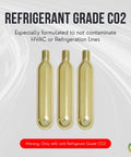 Refrigerant grade CO2 cartridges for CO2 Powered AC Drain Line Cleaner Tool And Leak Sealer Injector, pack of 3