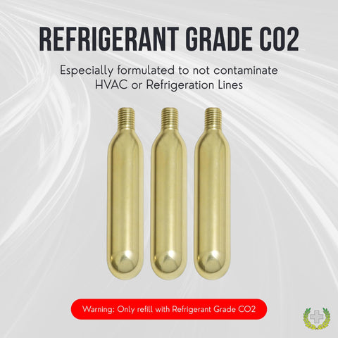 Refrigerant grade CO2 cartridges for CO2 Powered AC Drain Line Cleaner Tool And Leak Sealer Injector, pack of 3
