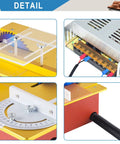 Close-up of Compact 360W Table Saw For Hobby Woodworking With Adjustable Blade Height 0 To 1.34 Inches Push Table Included