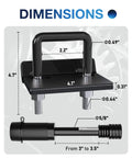 Dimensions of Anti Rattle Hitch Tightener And 2 Inch Receiver Lock Set with specs for trucks, SUVs, trailers, RVs, and vans.
