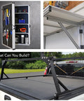 1x2 Beefy T Slotted Aluminum Extrusion For DIY Projects, 10 Series, Smooth Black Anodized Finish, 48 Inch Length, High Strength 6063 T6 Aluminum Linear Rail Bar used in a truck bed rack