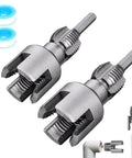 Fulfilexces 1/2 And 3/4 Inch Integrated Pipe Threading Kit For Electric Drill with two sizes and blue O-ring seals.