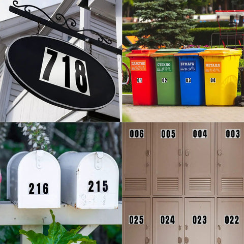 60 Piece Reflective Address Numbers Set, 3 Inch Adhesive Mailbox Numerals on signs, bins, mailboxes, and lockers, High Visibility