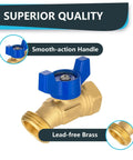 50 Pack Brass Hose Bibb Valves One Half Inch FIP Inlet And Three Quarter Inch Male GHT Outlet For Outdoor Spigots With Leak Proof Design, Corrosion Resistant Brass, Durable Garden Faucet Upgrade, Works Up To One Hundred Sixty Degrees Fahrenheit, lead-free brass valve with blue handle
