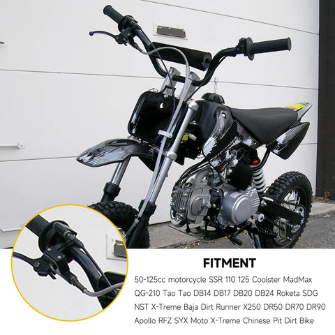 Beefy 35.43 Inch Throttle Cable Fits 50Cc-125Cc Chinese Dirt Bikes including SSR Tao Tao Coolster shown on a dirt bike.