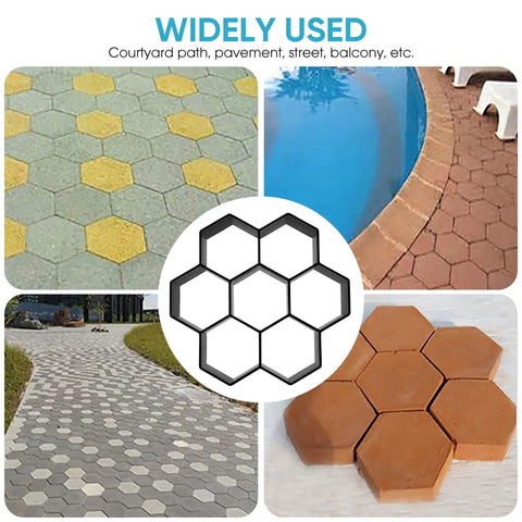 Hexagon Stepping Stone Paver Molds Three Pack Concrete Forms For DIY Walkway Pavement Garden Path Outdoor Patio Yard Lawn Moulds Reusable