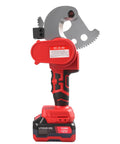 Crafthydro 21V Cordless Battery Electric Ratcheting Cable Cutter Heavy Duty Tool side view with blade for cutting copper cables.