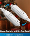 Three Outlet Extension Cord With Flat Plug For Home Or Office, 20 Foot Long, white, showing dual plug view, indoor use