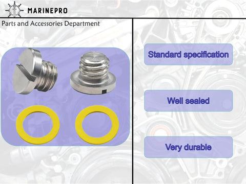 2 Pack Lower Unit Oil Drain Plug Kit With Screws And Gaskets For Mercury MerCruiser Bravo Alpha1 Gen 2 Outboards 40 50 60 70 75 90 115HP Premium 304 Stainless Steel Fits 10 79953Q2 10 79953A2 18 2244