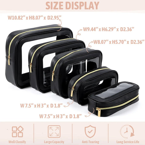 5 Piece Diaper Bag Organizer Pouch Set And TSA Approved Toiletry Bag Travel Organizer Clear Waterproof TPU Makeup Bags display