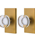Crystal Glass Door Knob Set In Antique Brass Finish Non Locking Handles For Bifold Closet Barn And French Doors 2 Pack Scratch Resistant