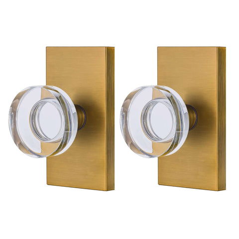 Crystal Glass Door Knob Set In Antique Brass Finish Non Locking Handles For Bifold Closet Barn And French Doors 2 Pack Scratch Resistant
