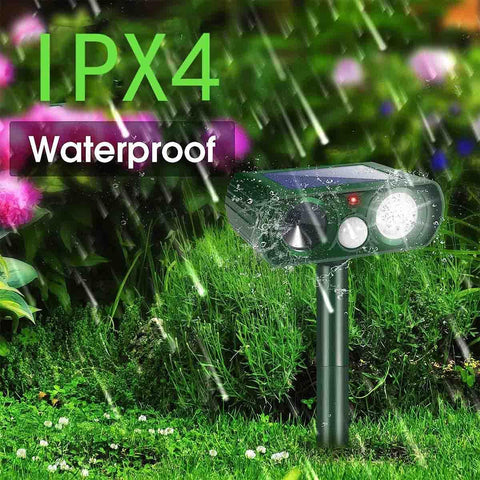 Outdoor Solar Powered Ultrasonic Animal Repeller With Motion Sensor And LED Flashing Light, Waterproof Yard Pest Deterrent