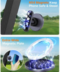 Magnetic Golf Cart Phone Holder That Snaps On And Keeps Your iPhone 16 Pro Max 15 14 13 12 Plus Stays Put On Bumpy Rides Perfect Golf Course Accessory For Men And Women Quick Install And Strong Hold, showing N54 magnets and extra-wide plate