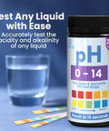 Ultra Handy pH Test Strips 0 to 14, 200 Count for Quick, Accurate Readings, with strips and water glass, packaging visible