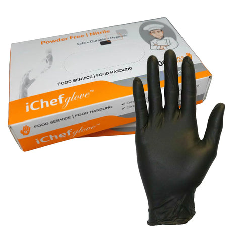 Nitrile Gloves Black Powder Free For Food Service And Safe Food Handling, 100 Count, Small Size, with packaging