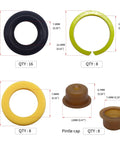 Components of Fuel Injector Seal Kit For Ford Lincoln Mercury Vehicles 4.6L 5.0L 5.4L 5.8L DIY Friendly Rebuild Kit with measurements.