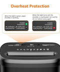 Built Tough Cross Cut Shredder For Paper And Credit Cards With Bulletproof P Four Security showing control panel with overheat protection indicators.