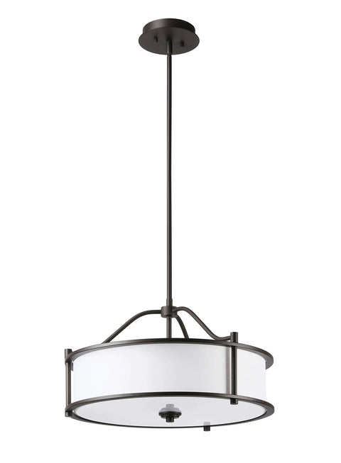 Dark Bronze 18 Inch 3 Light Drum Pendant With Fabric Shade And Glass Diffuser Convertible Drum Chandelier for Living Room