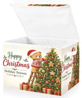Foldable Storage Bin With Lid Handles Clutter Slayer Game Changer For Bedroom Organization with festive Christmas design.