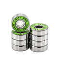 8Pcs 608-2RS Skateboard Bearings With Green Covers Ultimate ILQ-11 Standard for Roller Skates and Inline Skates stacked view.