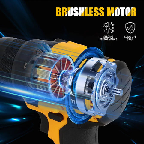 Daspom Cordless Pop Rivet Gun With Brushless Motor showing internal brushless motor details for strong performance.