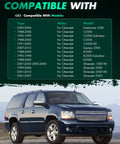 Compatibility chart for Chevrolet models with image of blue SUV, related to 4Pcs Beefed Up Wheel Adapters Kit 8x6.5 To 8x180 1.5 Inch Spacers With 14x1.5 Lug Studs Fit For 2001-2010 Silverado 2500HD And 2001-2007 Silverado 3500 8 Lug Center Bore 130mm.