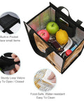 Interior view of Desert Runway Plane Lunch Bag Tote With Insulated Aluminum Lined Cooler showing large capacity and built-in pocket.