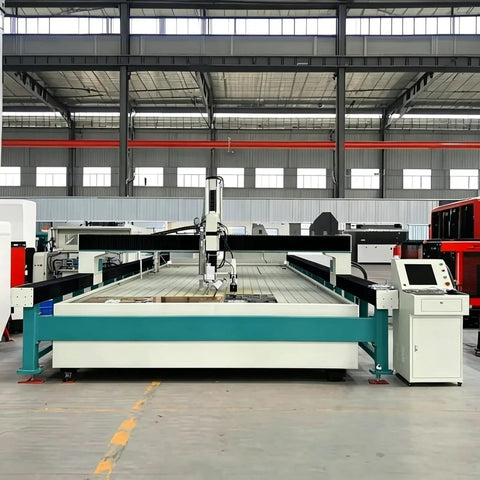 Rock Solid 5 Axis CNC Water Jet Cutter Built Like A Tank delivering laser precision in an industrial setting.