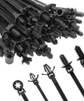 110 Piece Automotive Cable Zip Ties Kit With 5 Sizes Nylon Self Locking Ties, Heavy Duty UV Resistant Indoor Wire Bundling