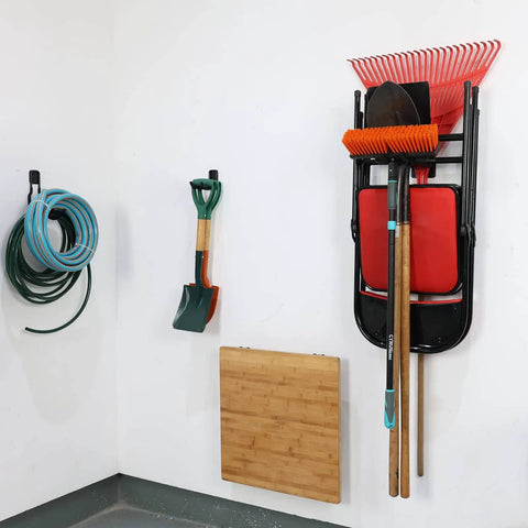Heavy Duty Garage Wall Hooks Set, 12.4 Inch Steel Tool Hanger Rack With Non Slip Rubber Coated Hooks, 4 Pack Includes Screws And Anchors
