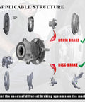 Beefed-Up Rear Wheel Hub Assembly For Subaru AWD Cars - 5 Lug displayed with applicable drum and disc brake structures