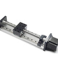 Beefy 200mm Travel Double Linear Rail With SFU1605 Ballscrew And NEMA23 Stepper Motor For DIY CNC Router X Y Z Linear Stage Actuator And 3D Printer High Precision 0.03mm Repeatability And 40kg Horizontal Load 15kg Vertical, angled view
