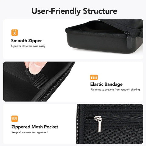 Endoscope Case for Wireless Borescopes, Upgraded Large Capacity Hardshell Carrying Case, black EVA case with zipper, elastic bandage and mesh pocket