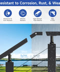 Two Pack 180 Degree Adjustable Vertical Pivot Connector For 2.36 In W By 1.18 In H Aluminum Black Weatherproof Handrail Deck Railing Rectangular Flat Handrail Accessories For DIY Outdoor Stair Screws Included Black, rust-resistant