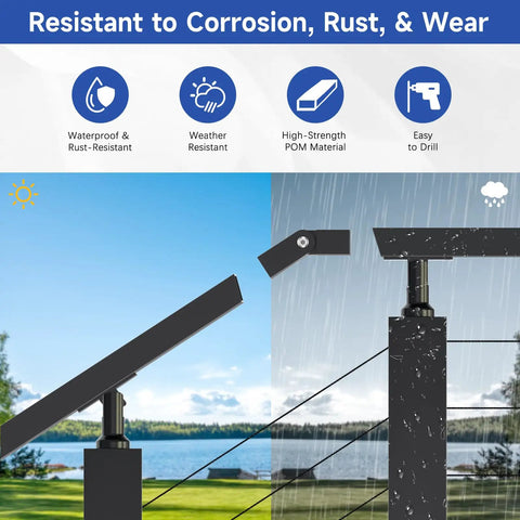 Two Pack 180 Degree Adjustable Vertical Pivot Connector For 2.36 In W By 1.18 In H Aluminum Black Weatherproof Handrail Deck Railing Rectangular Flat Handrail Accessories For DIY Outdoor Stair Screws Included Black, rust-resistant