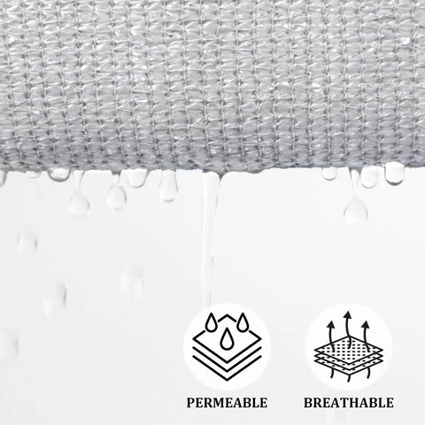 Close-up of breathable light gray fabric of a 10x16 ft Rectangle Shade Sail 10 Foot By 16 Foot Light Gray Breathable UV Blocking Outdoor Canopy