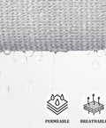 Close-up of Light Grey Triangle Shade Sail 16x16x22.5 Ft showing breathable fabric with permeable water flow.