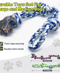 Four Pack Heavy Duty Dog Rope Toys For Aggressive Chewers, blue and white double-helix cotton tug toy for large dogs