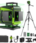 16 Line Laser Level With Tripod Pro Grade 51 Inch Aluminum Tripod Included 360 Degree Self Leveling Laser Level For Fast Accurate Layouts In Framing Tiling Cabinets And DIY Projects. Green laser level on tripod with accessories