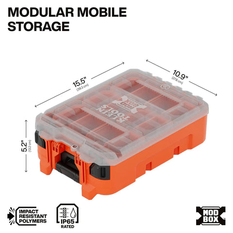 Modbox Tall Compartment Box With 10 Compartments And 4 Removable Bins Clear Lid Stackable Pro Grade Small Parts Organizer