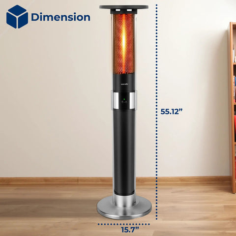 Crank Up The Cozy With This Portable Infrared Patio Heater Tower With Remote Control 1500W Indoor Outdoor Use ETL Certified Black